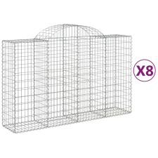 vidaXL 8 db íves horganyzott vas gabion kosár 200x50x120/140 cm (3146347) kerti tárolás