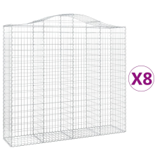 vidaXL 8 db íves horganyzott vas gabion kosár 200x50x180/200 cm (3145730) kerti tárolás