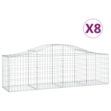 vidaXL 8 db íves horganyzott vas gabion kosár 200x50x60/80 cm (3145604) kerti tárolás