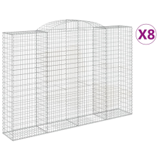 vidaXL 8 db íves horganyzott vas gabion kosár 300x50x200/220 cm (3146797) kerti tárolás