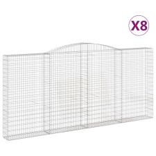 vidaXL 8 db íves horganyzott vas gabion kosár 400x30x180/200 cm (3146924) kerti tárolás