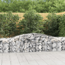 vidaXL 8 db íves horganyzott vas gabion kosár 400x50x60/80 cm kerti dekoráció