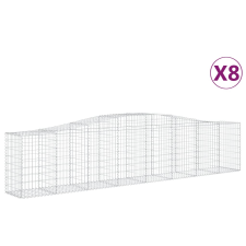 vidaXL 8 db íves horganyzott vas gabion kosár 400x50x80/100 cm (3145949) kerti tárolás