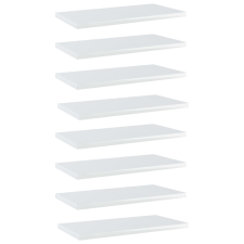 vidaXL 8 db magasfényű fehér forgácslap könyvespolc 40 x 20 x 1,5 cm bútor
