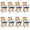 vidaXL 8 db összecsukható tömör akácfa kerti szék párnákkal