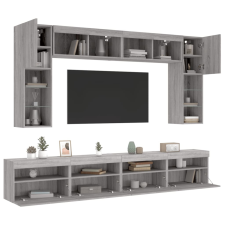 vidaXL 8 db szürke sonoma színű falra szerelhető TV-szekrény LED-ekkel bútor