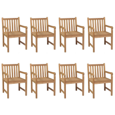 vidaXL 8 db tömör tíkfa kerti szék élénkzöld párnával (3073084) kerti bútor