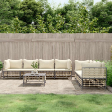vidaXL 8-részes antracitszürke polyrattan kerti ülőgarnitúra párnákkal kerti bútor