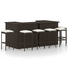vidaXL 8 részes barna polyrattan kerti bárszett párnával (3064925) kerti bútor