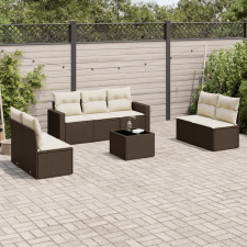 vidaXL 8 részes barna polyrattan kerti ülőgarnitúra párnákkal kerti bútor