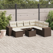 vidaXL 8 részes barna polyrattan kerti ülőgarnitúra párnákkal kerti bútor