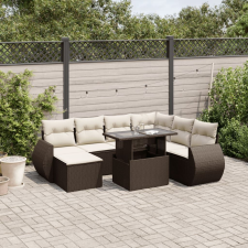 vidaXL 8 részes barna polyrattan kerti ülőgarnitúra párnákkal kerti bútor
