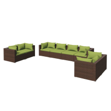 vidaXL 8 részes barna polyrattan kerti ülőgarnitúra párnákkal (3102284) kerti bútor