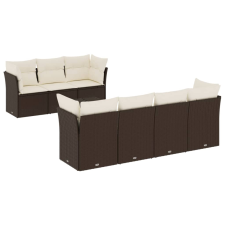 vidaXL 8 részes barna polyrattan kerti ülőgarnitúra párnákkal (3217283) kerti bútor