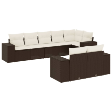vidaXL 8 részes barna polyrattan kerti ülőgarnitúra párnákkal (3255160) kerti bútor