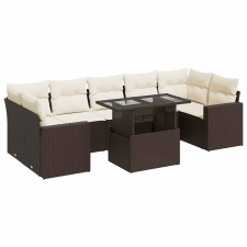 vidaXL 8 részes barna polyrattan kerti ülőgarnitúra párnákkal (3326284) kerti bútor