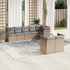vidaXL 8 részes bézs polyrattan kerti ülőgarnitúra párnával kerti bútor