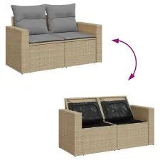 vidaXL 8 részes bézs polyrattan kerti ülőgarnitúra párnával kerti bútor