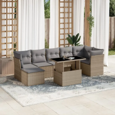 vidaXL 8 részes bézs polyrattan kerti ülőgarnitúra párnával kerti bútor