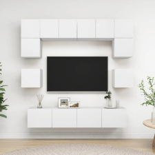 vidaXL 8 részes fehér forgácslap TV-szekrényszett bútor