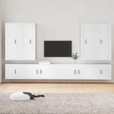 vidaXL 8 részes fehér szerelt fa TV-szekrényszett bútor