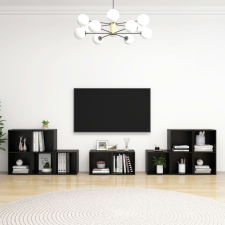 vidaXL 8 részes fekete forgácslap TV-szekrényszett bútor