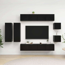 vidaXL 8 részes fekete forgácslap TV-szekrényszett bútor