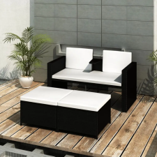 vidaXL 8 részes fekete kerti polyrattan pihenőszett kerti bútor