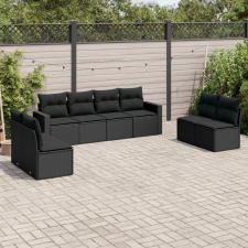 vidaXL 8 részes fekete polyrattan kerti ülőgarnitúra párnákkal kerti bútor