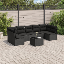 vidaXL 8 részes fekete polyrattan kerti ülőgarnitúra párnákkal kerti bútor