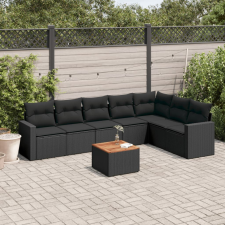 vidaXL 8 részes fekete polyrattan kerti ülőgarnitúra párnákkal kerti bútor