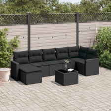 vidaXL 8 részes fekete polyrattan kerti ülőgarnitúra párnákkal kerti bútor