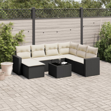 vidaXL 8 részes fekete polyrattan kerti ülőgarnitúra párnákkal kerti bútor
