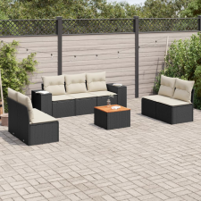 vidaXL 8 részes fekete polyrattan kerti ülőgarnitúra párnákkal kerti bútor