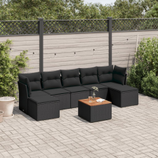vidaXL 8 részes fekete polyrattan kerti ülőgarnitúra párnákkal kerti bútor