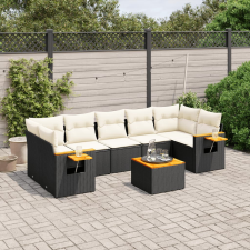 vidaXL 8 részes fekete polyrattan kerti ülőgarnitúra párnákkal kerti bútor