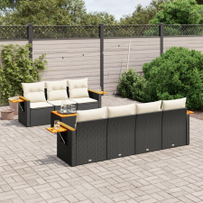 vidaXL 8 részes fekete polyrattan kerti ülőgarnitúra párnákkal kerti bútor