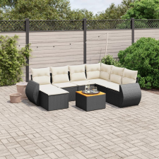 vidaXL 8 részes fekete polyrattan kerti ülőgarnitúra párnákkal kerti bútor