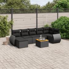 vidaXL 8 részes fekete polyrattan kerti ülőgarnitúra párnákkal kerti bútor