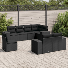 vidaXL 8 részes fekete polyrattan kerti ülőgarnitúra párnákkal kerti bútor