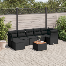 vidaXL 8 részes fekete polyrattan kerti ülőgarnitúra párnákkal kerti bútor