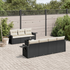 vidaXL 8 részes fekete polyrattan kerti ülőgarnitúra párnákkal kerti bútor