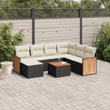 vidaXL 8 részes fekete polyrattan kerti ülőgarnitúra párnákkal kerti bútor