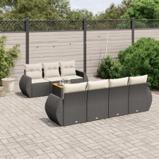 vidaXL 8 részes fekete polyrattan kerti ülőgarnitúra párnákkal kerti bútor