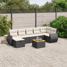 vidaXL 8 részes fekete polyrattan kerti ülőgarnitúra párnákkal kerti bútor