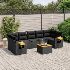 vidaXL 8 részes fekete polyrattan kerti ülőgarnitúra párnákkal kerti bútor