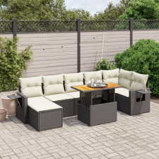 vidaXL 8 részes fekete polyrattan kerti ülőgarnitúra párnákkal kerti bútor