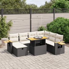 vidaXL 8 részes fekete polyrattan kerti ülőgarnitúra párnákkal kerti bútor
