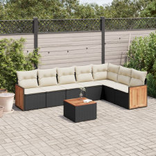 vidaXL 8 részes fekete polyrattan kerti ülőgarnitúra párnákkal kerti bútor
