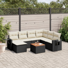 vidaXL 8 részes fekete polyrattan kerti ülőgarnitúra párnákkal kerti bútor